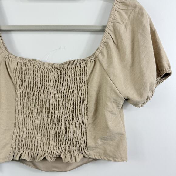 Kirious Los Angeles New Crop Top Medium Smocked Bustier Short Puff Sleeve Stripe - Picture 8 of 11